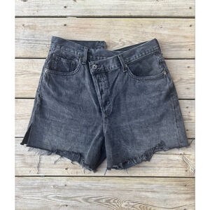 AGOLDE Shorts Black 28 Criss Cross Distressed Broken Waist